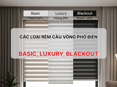 Giới thiệu một số loại rèm cầu vồng phổ biến: Basic - Luxury - Blackout